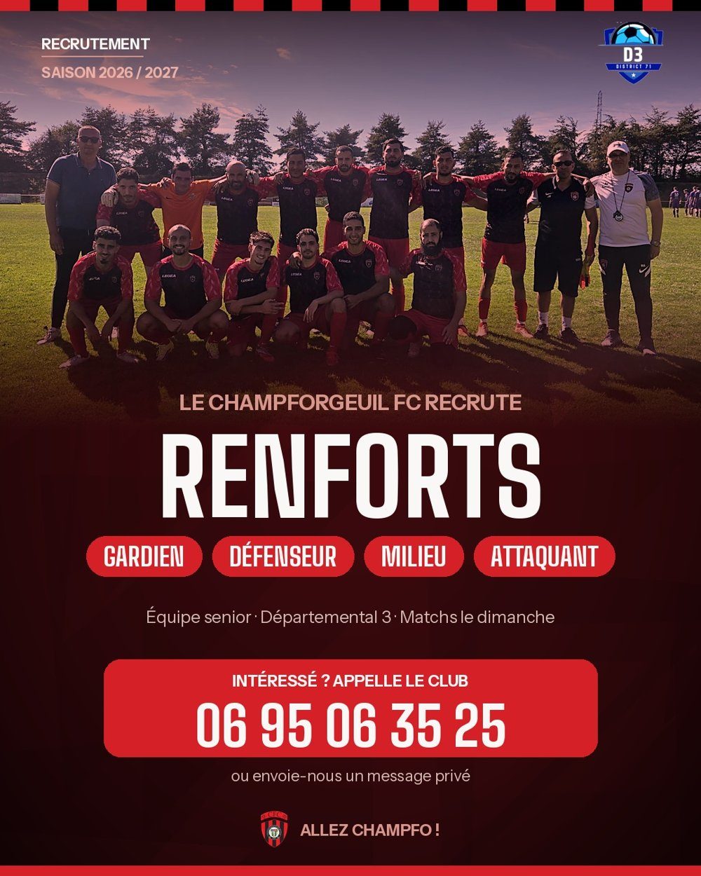 Affiche : le Champforgeuil FC recrute des renforts